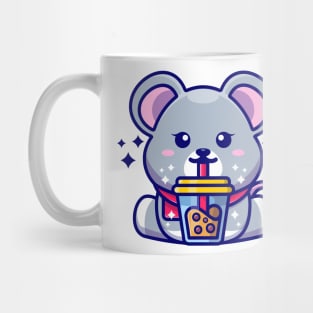 Cute mouse drinking boba milk tea cartoon Mug